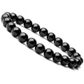 Black onyx geometric bracelet with 8mm beads on a stretchy elastic cord.