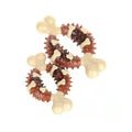 Natural rubber bone-shaped dog molar chew toy for teeth grinding and anxiety relief in two sizes.