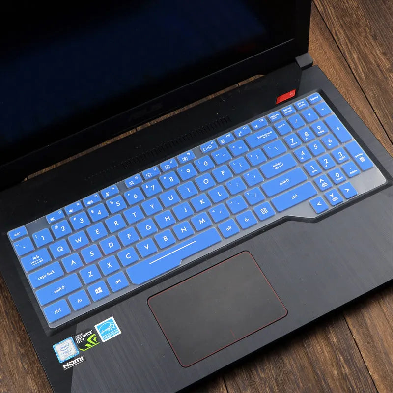 ASUS Flight laptop keyboard protective film cover in gradient blue colour option.
