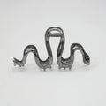 Slytherin serpentine snake design metal hair clip barrette in silver and gun black, 10.5cm long.