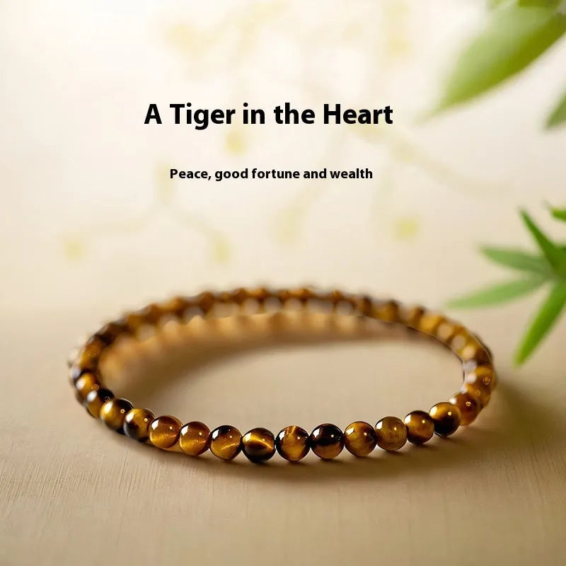 New Chinese style tigereye bracelet with geometric design and round beads