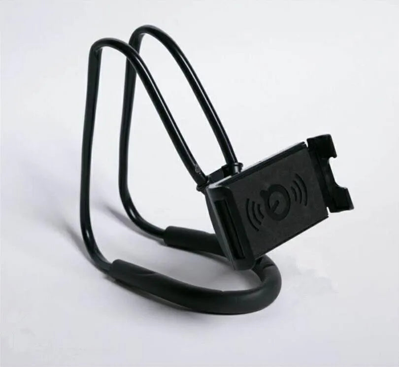 Universal 360-degree rotating phone holder in multiple colours on a table, holding a smartphone.