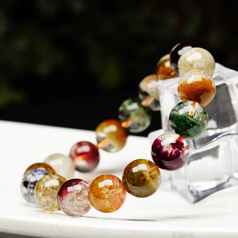 Crystal ghost cornucopia bracelet with 10mm beads in retro ethnic style