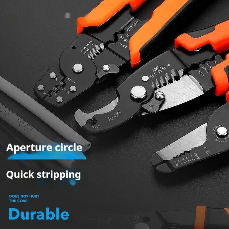 Automatic wire stripping pliers with high-carbon steel blades for electrical work