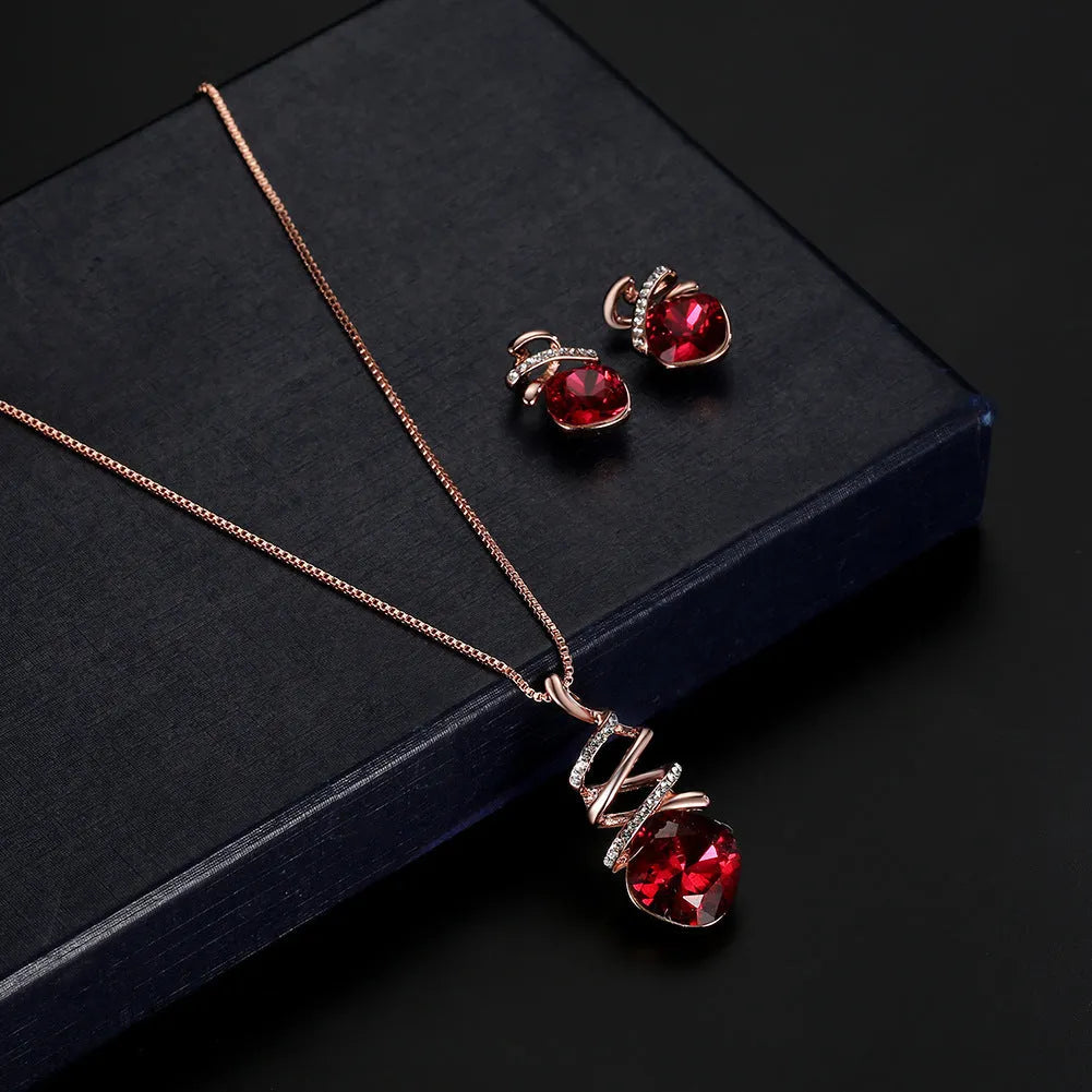 Women's alloy bridal jewellery set with adjustable necklace and earrings featuring diamond processing