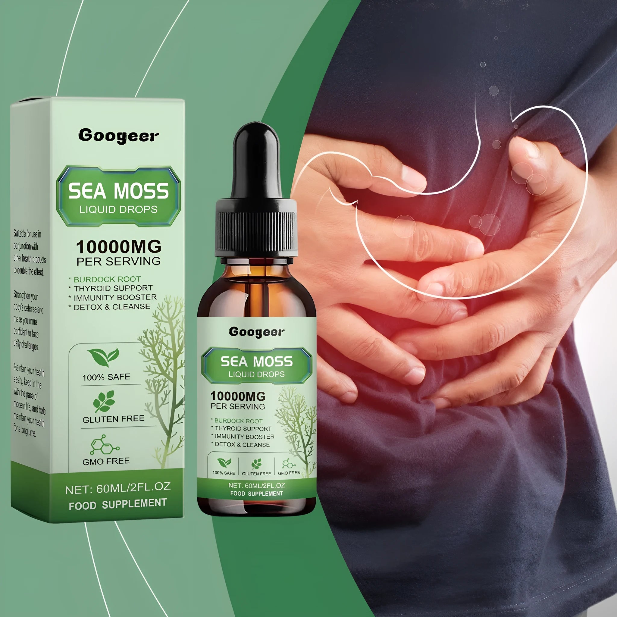 Sea moss liquid drops body treatment bottle 60ml with traditional Chinese medicine extract