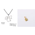 Stainless steel cross chain necklace with electroplated gold finish and letter pendant