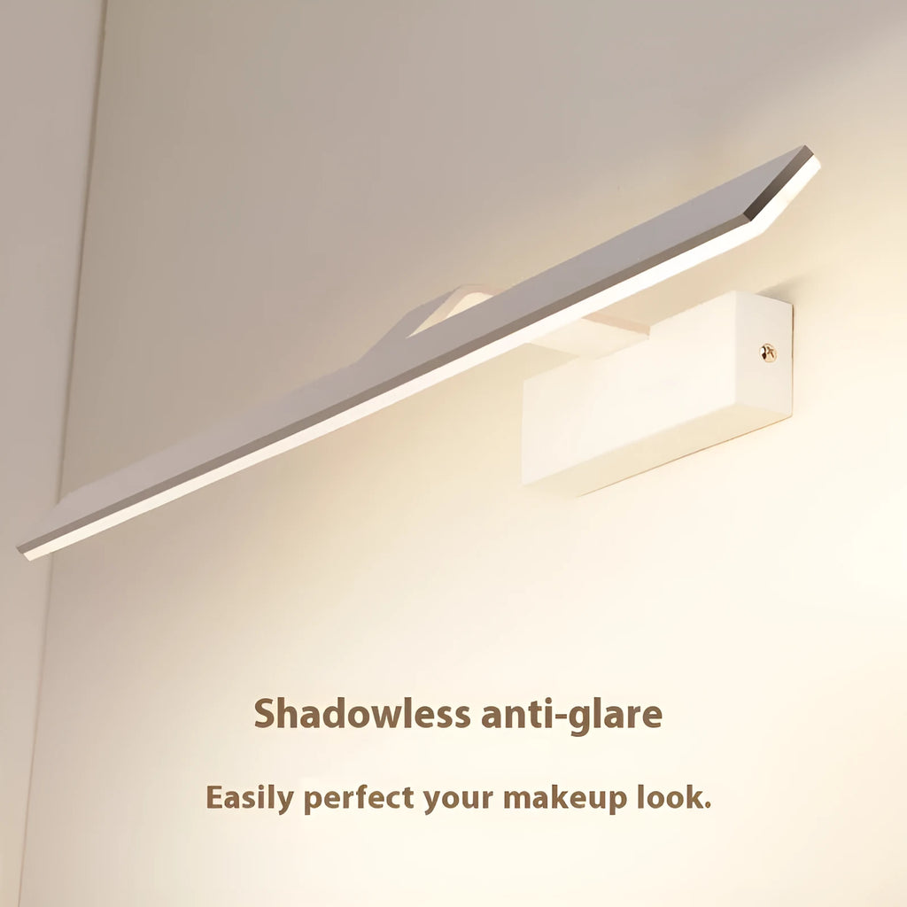 White LED mirror headlight, 520mm long, mounted above a bathroom mirror.