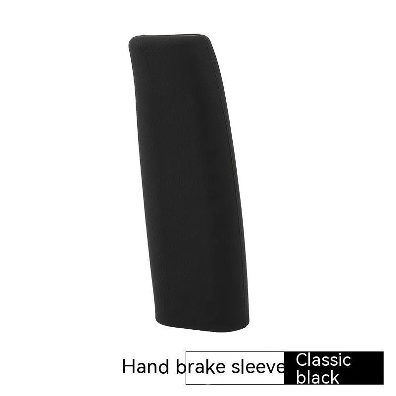 Universal silicone handbrake sleeve for cars in black, grey, beige, red, and blue colours.