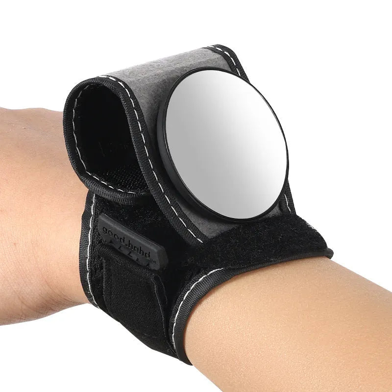 Black nylon wrist-mounted rear-view mirror for bicycle cycling safety