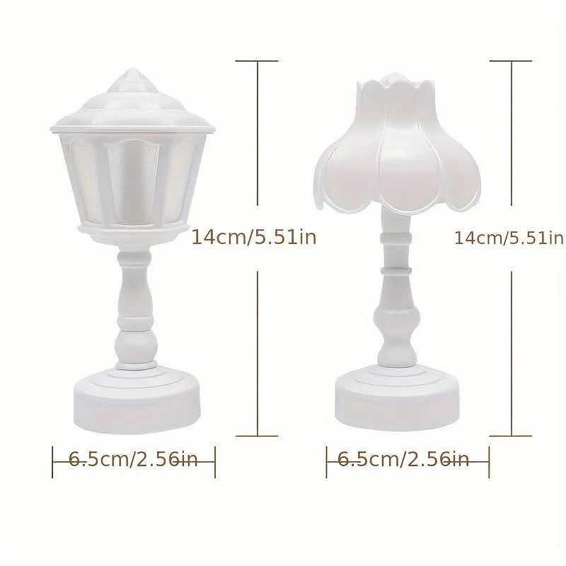 Retro pagoda shaped small night lamp with geometric stereo modelling in light purple colour