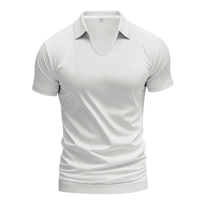 Men's loose fit V-neck short sleeve T-shirt in cotton blend fabric available in six colours