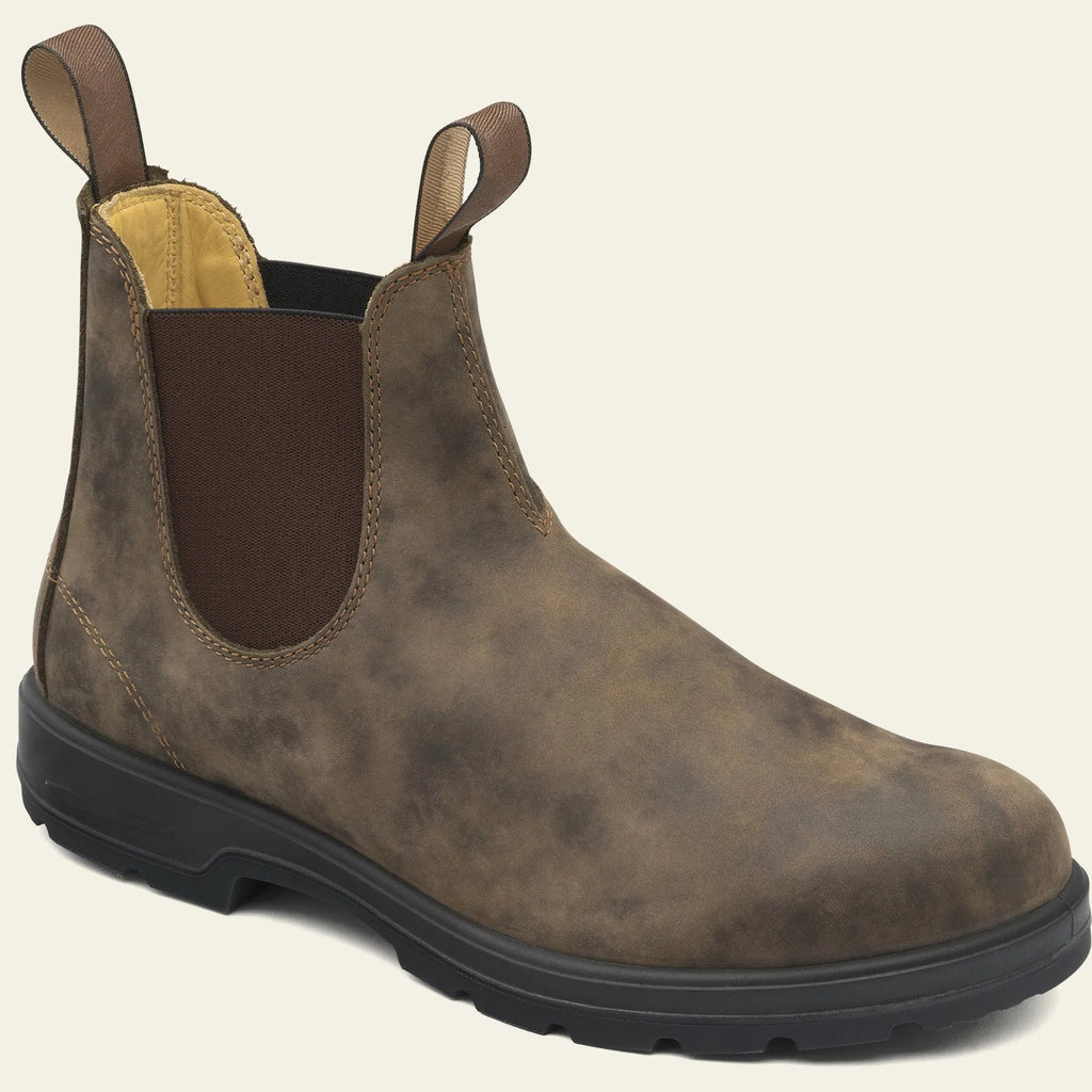 Vintage unisex Chelsea boots in black with round toe and frosted artificial PU upper