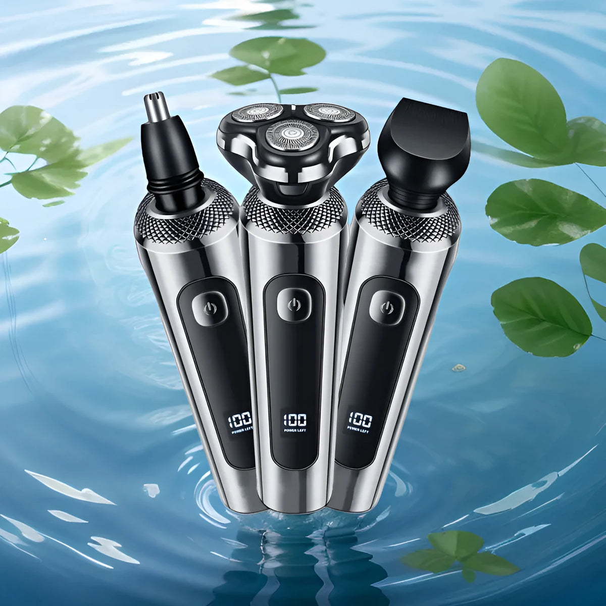 USB rechargeable washable beard scraper with digital display and five-in-one base bracket