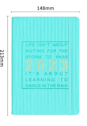 Student almanac calendar with imitation leather cover open to show Daolin paper pages
