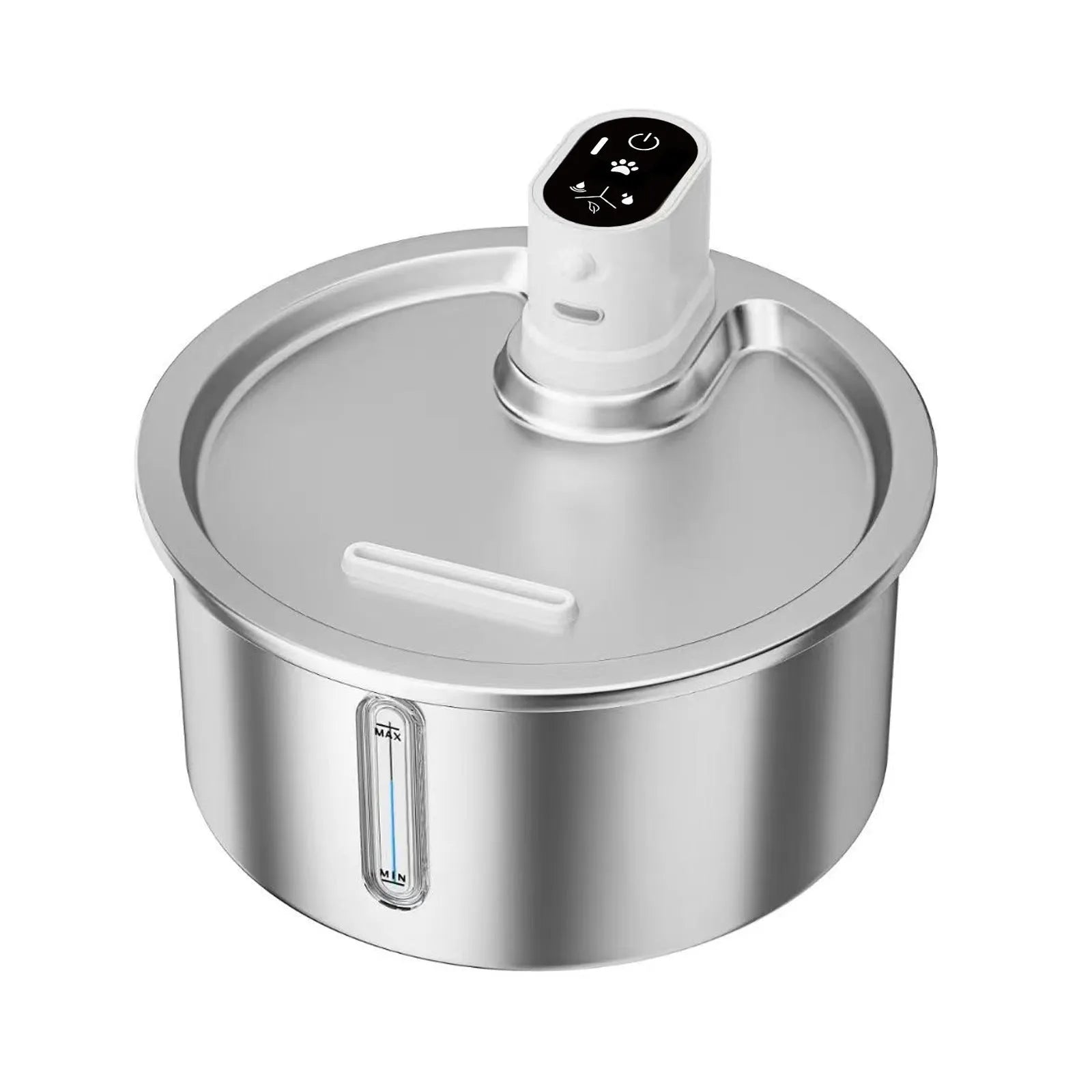 Stainless steel heated pet water fountain with temperature control base for dogs and cats
