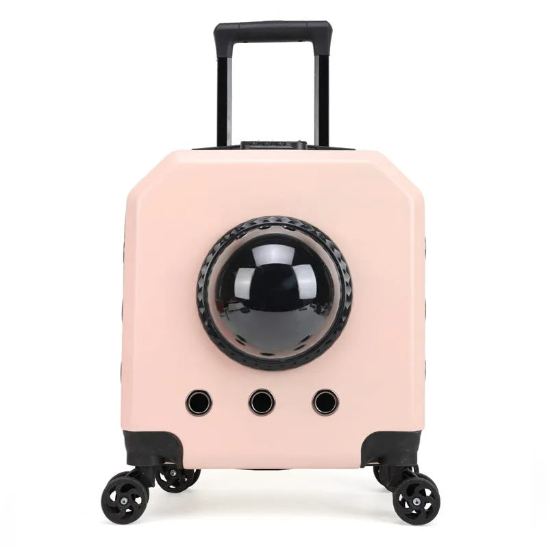 PVC hard-shell cat trolley carrier in solid colour options with 15L capacity