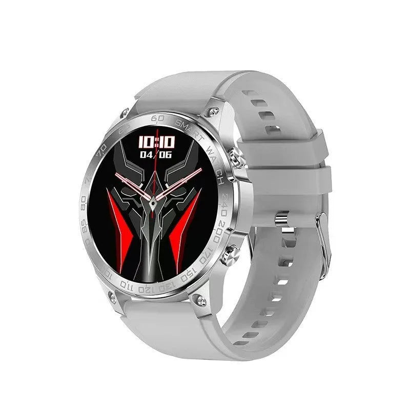 Bluetooth sports watch with AMOLED display showing heart rate metrics on black silicone strap