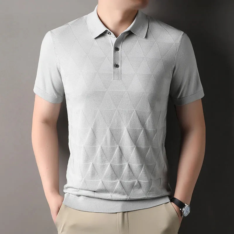 Men's thin ice silk short sleeve T-shirt in lyocell fabric, shown in DX525 Green colour.