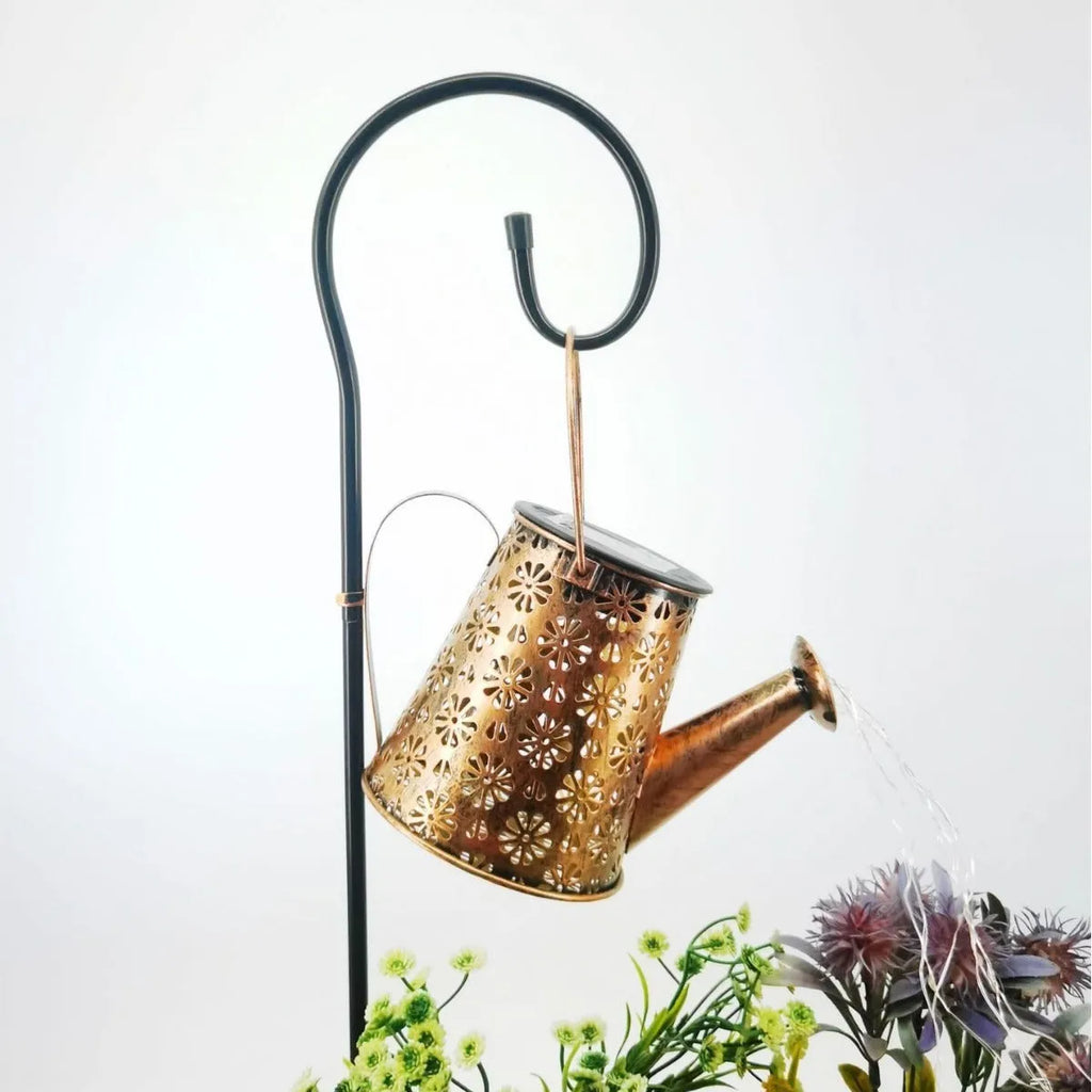 Solar butterfly kettle decorative outdoor light with wrought iron construction and dimensions 210mm high