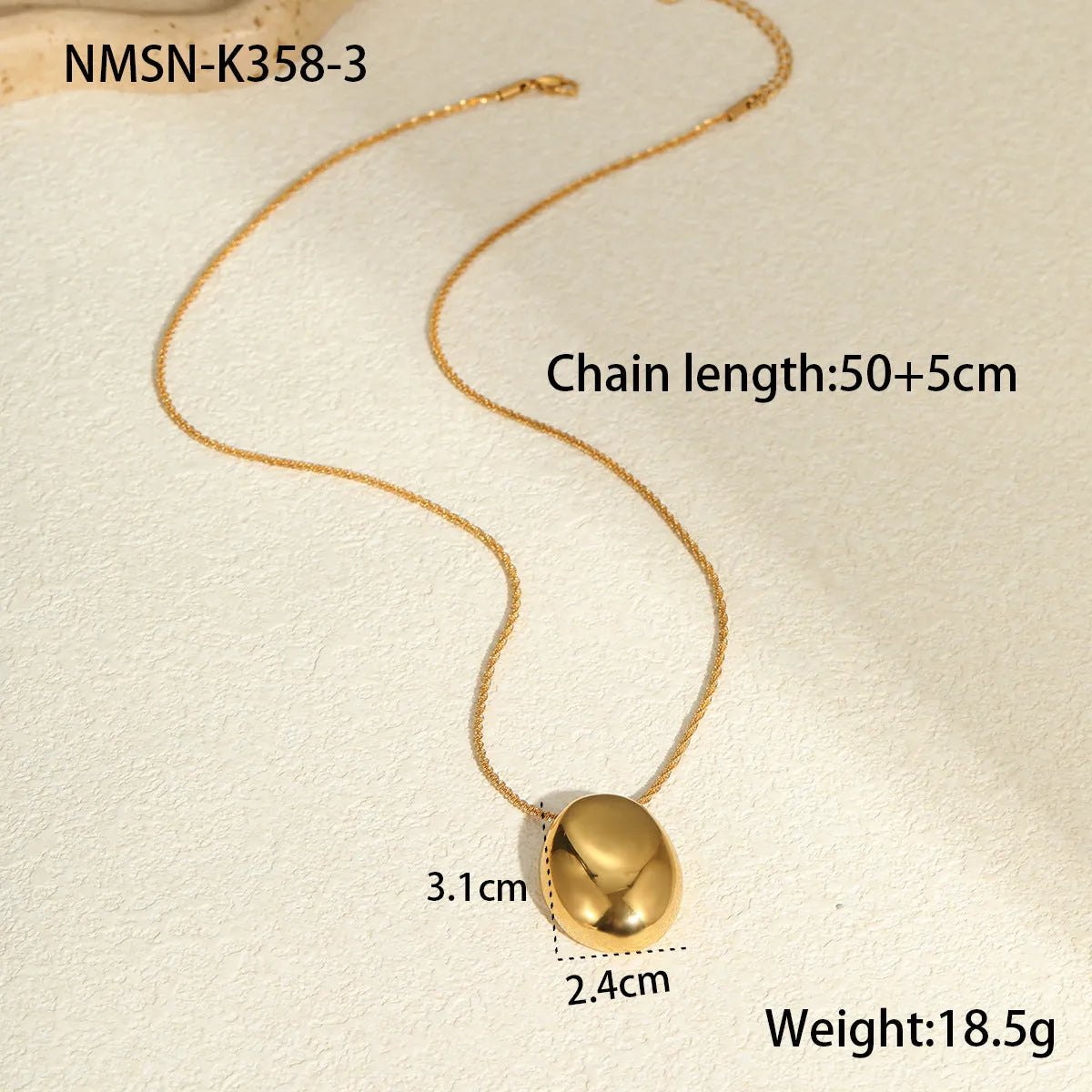 Gold geometric pendant necklace on adjustable 41-50cm chain, stainless steel with electroplated finish