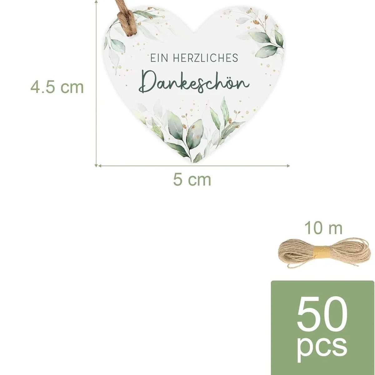 A set of 50 floral and heart-shaped paper gift tags in two colour styles.