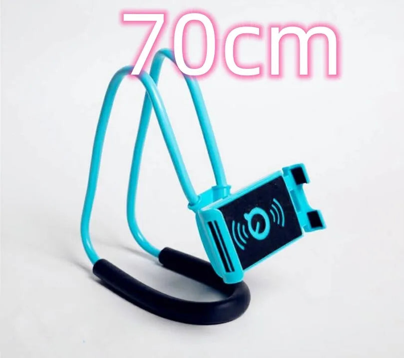 Universal 360-degree rotating phone holder in multiple colours on a table, holding a smartphone.
