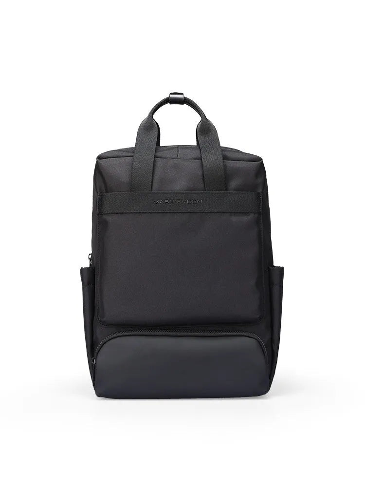 Elegant Black Oxford cloth computer backpack with a 20-35 litre capacity and polyester lining.