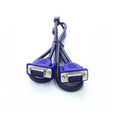 Black VGA video cable with blue connector heads measuring 1.5 metres for computer monitor connections
