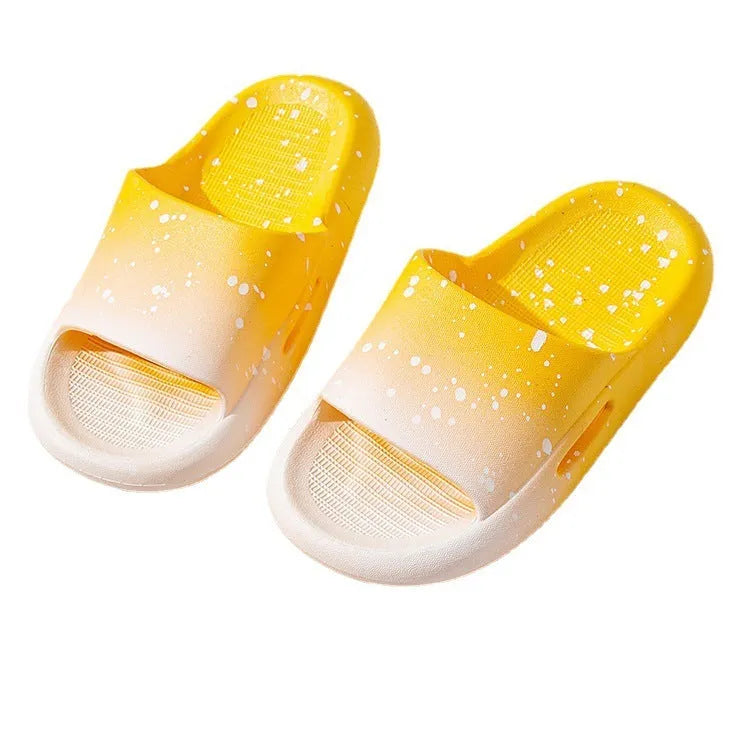 Children's gradient blue PVC sandal slippers with non-slip soles on a white background.