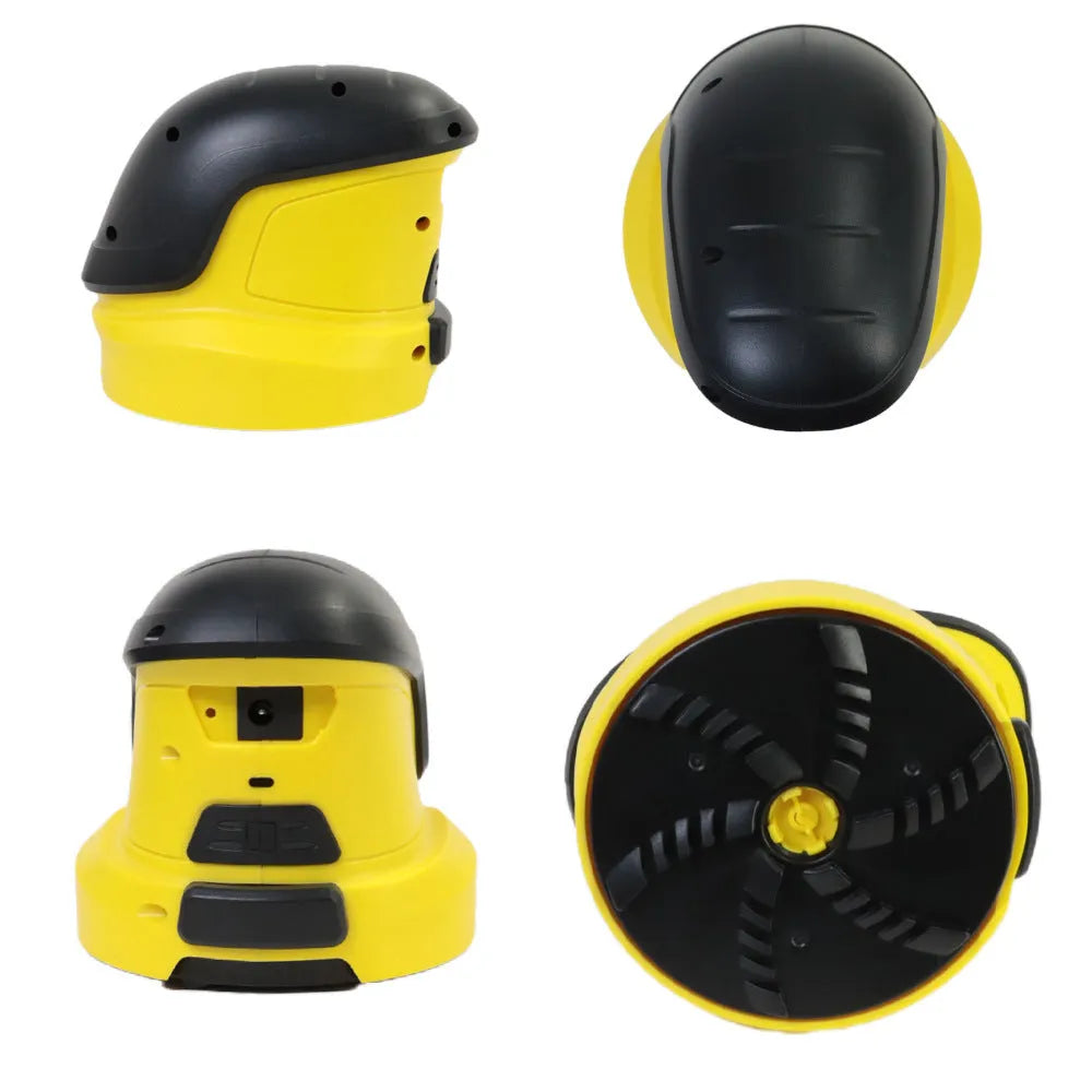 Yellow cordless electric ice scraper for car windshields with USB charging port