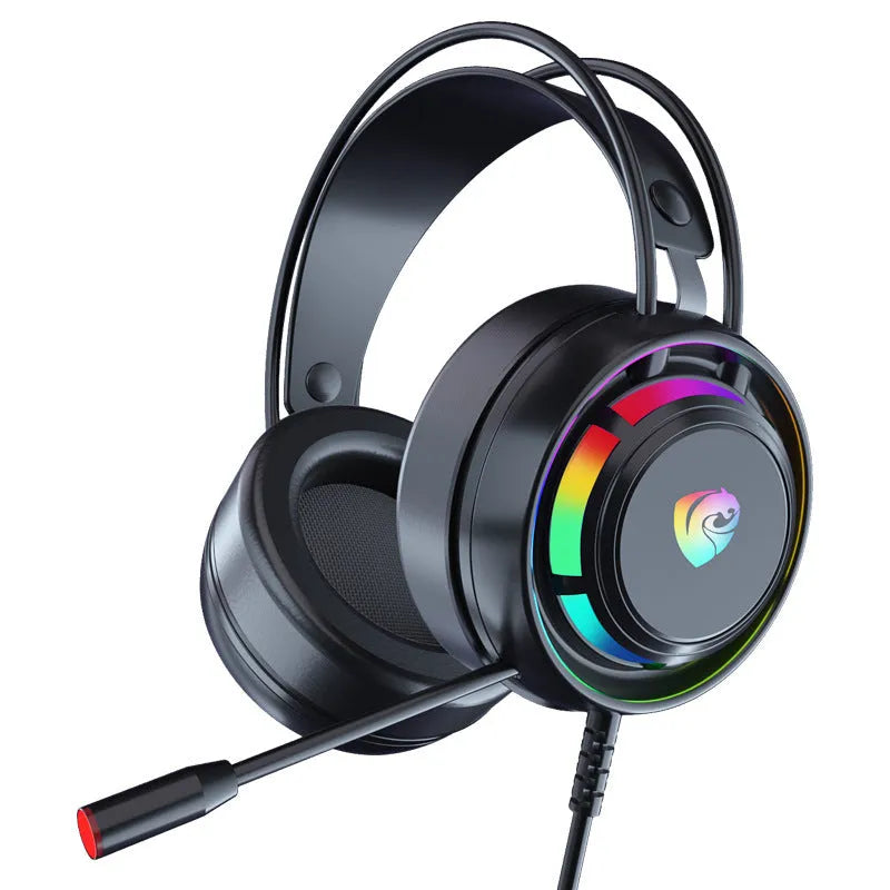 Black wired computer headphones with microphone and a long cable, shown in 3.5mm and USB plug versions.
