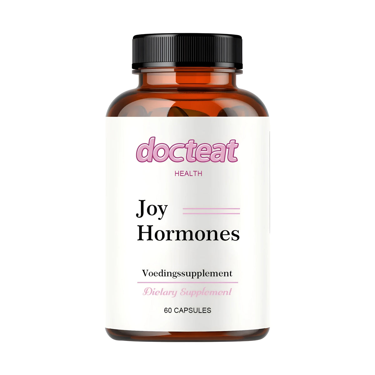 Bottle of 60 dietary supplement capsules with evening primrose oil, collagen, herbal extracts and magnesium glycinate.