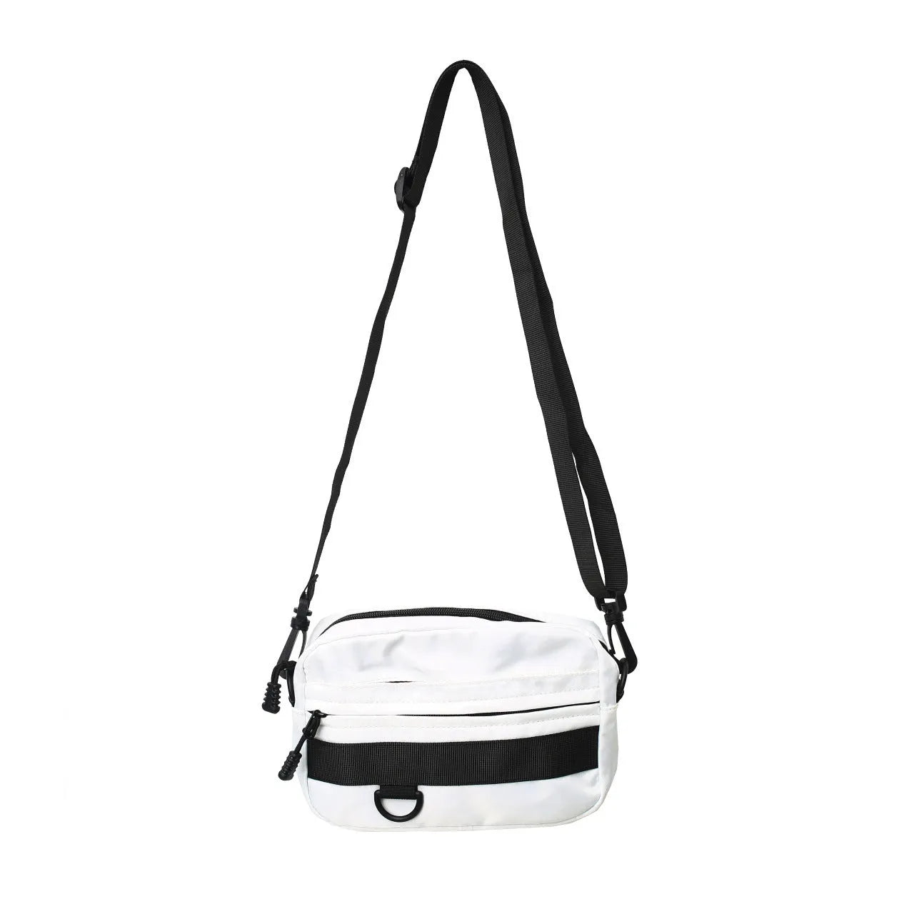 Men's nylon messenger bag in black, blue, green, or white with crossbody strap and street style design