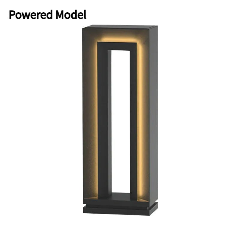 Geometric square courtyard lamp with stainless steel and acrylic construction for outdoor garden lighting