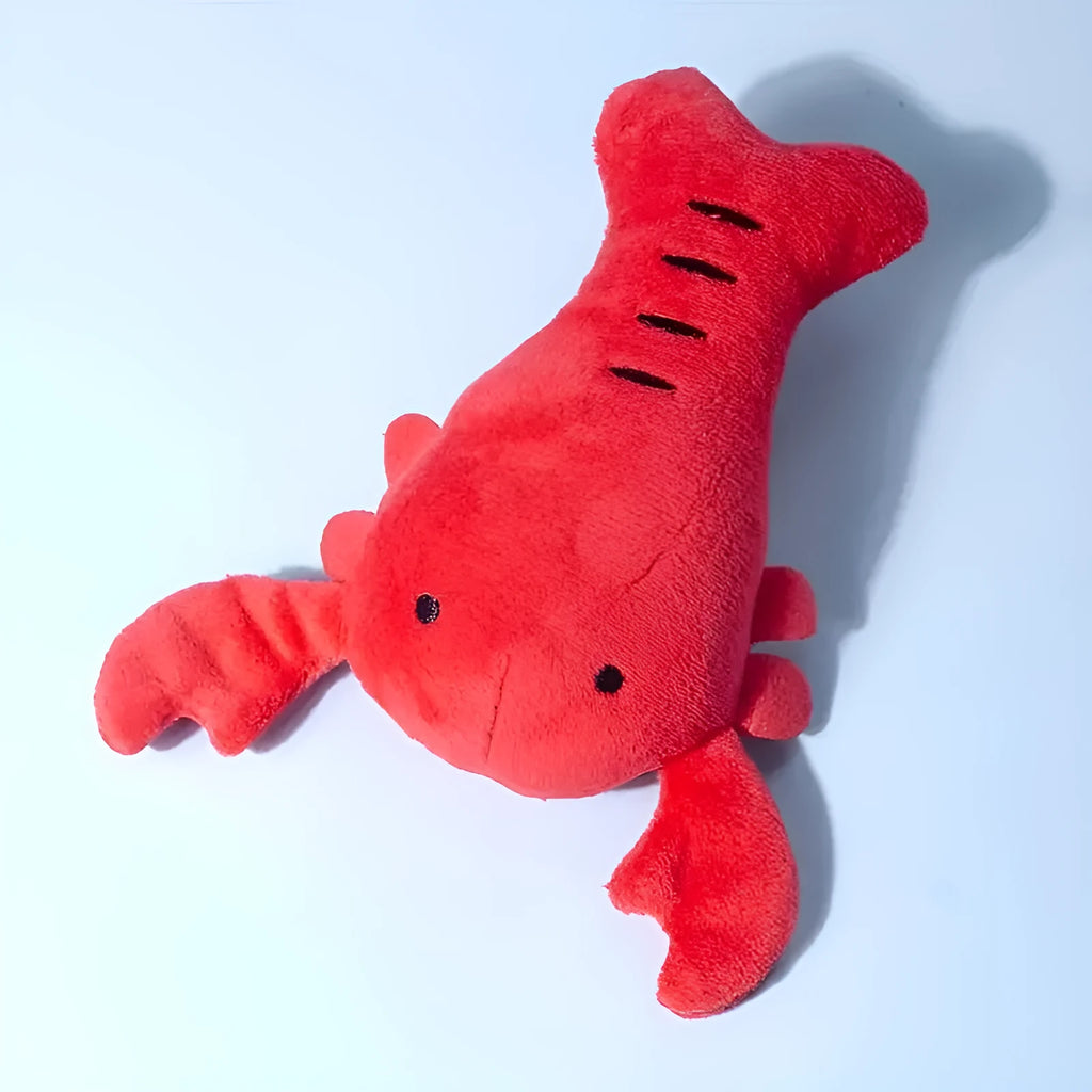 Red lobster stuffed dog toy with crab design for small medium dogs