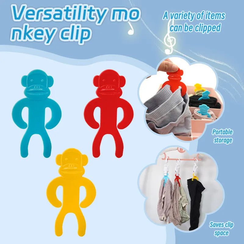 Plastic sock clips in blue, red and yellow for machine wash organisation
