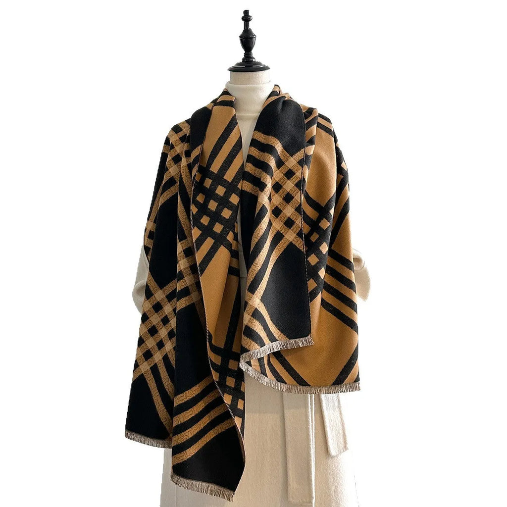 Imitation cashmere scarf with tassel trim in one of four colour options