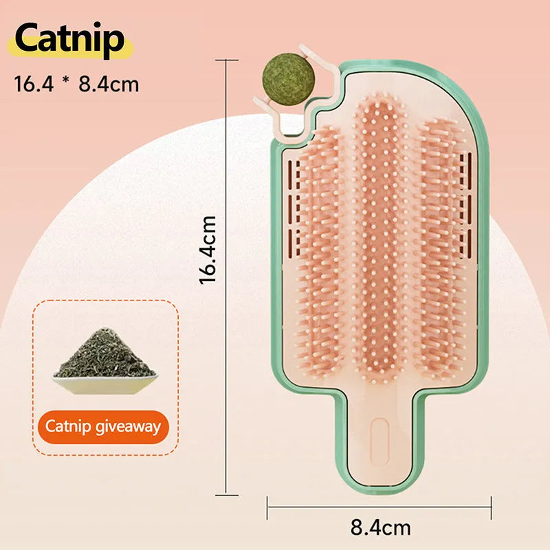 Ice cream cone shaped cat scratching toy with grooming massager function