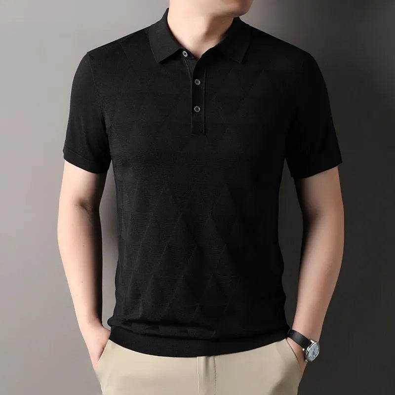 Men's thin ice silk short sleeve T-shirt in lyocell fabric, shown in DX525 Green colour.