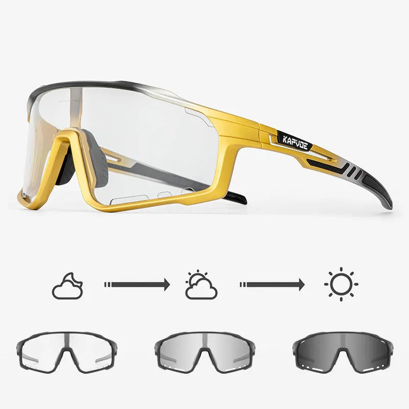 TR90 semi-rimless unisex cycling sunglasses with a photochromic colour-changing lens.