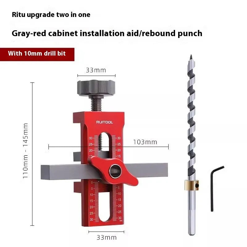 Aluminium alloy cabinet door installation aid tool for woodworking hinge fitting