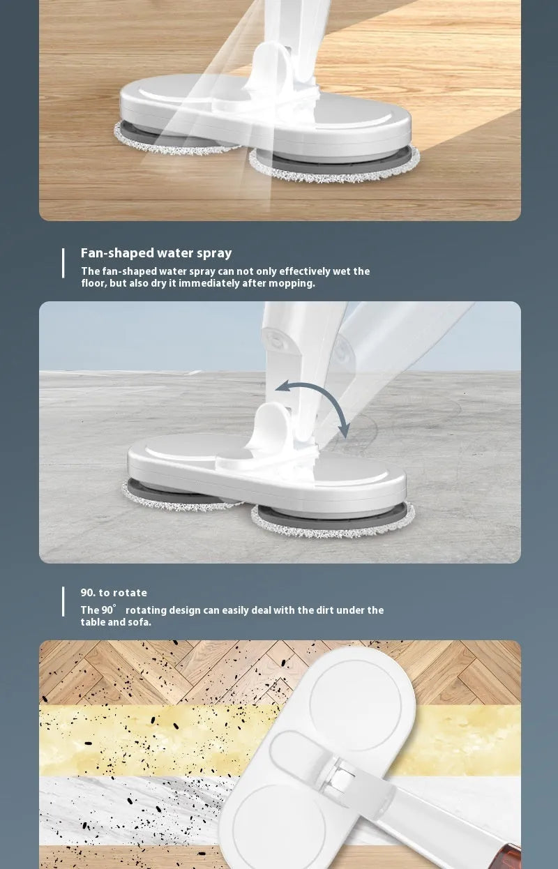 USB rechargeable wireless sweeping and mopping all-in-one machine in white or green.