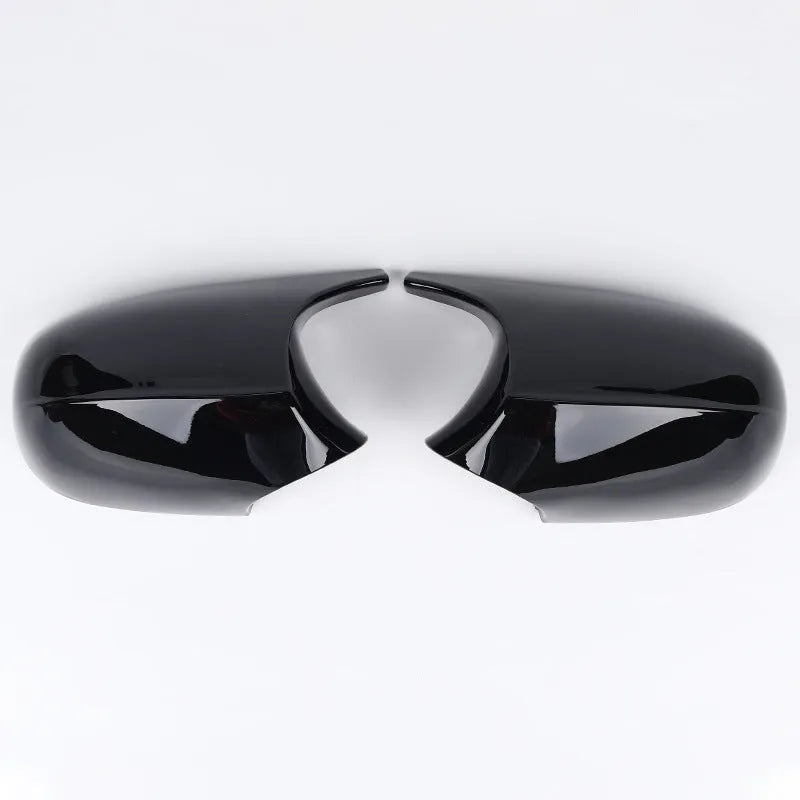 Pair of black ABS plastic rearview mirror housing shells for BMW 3 Series E90.