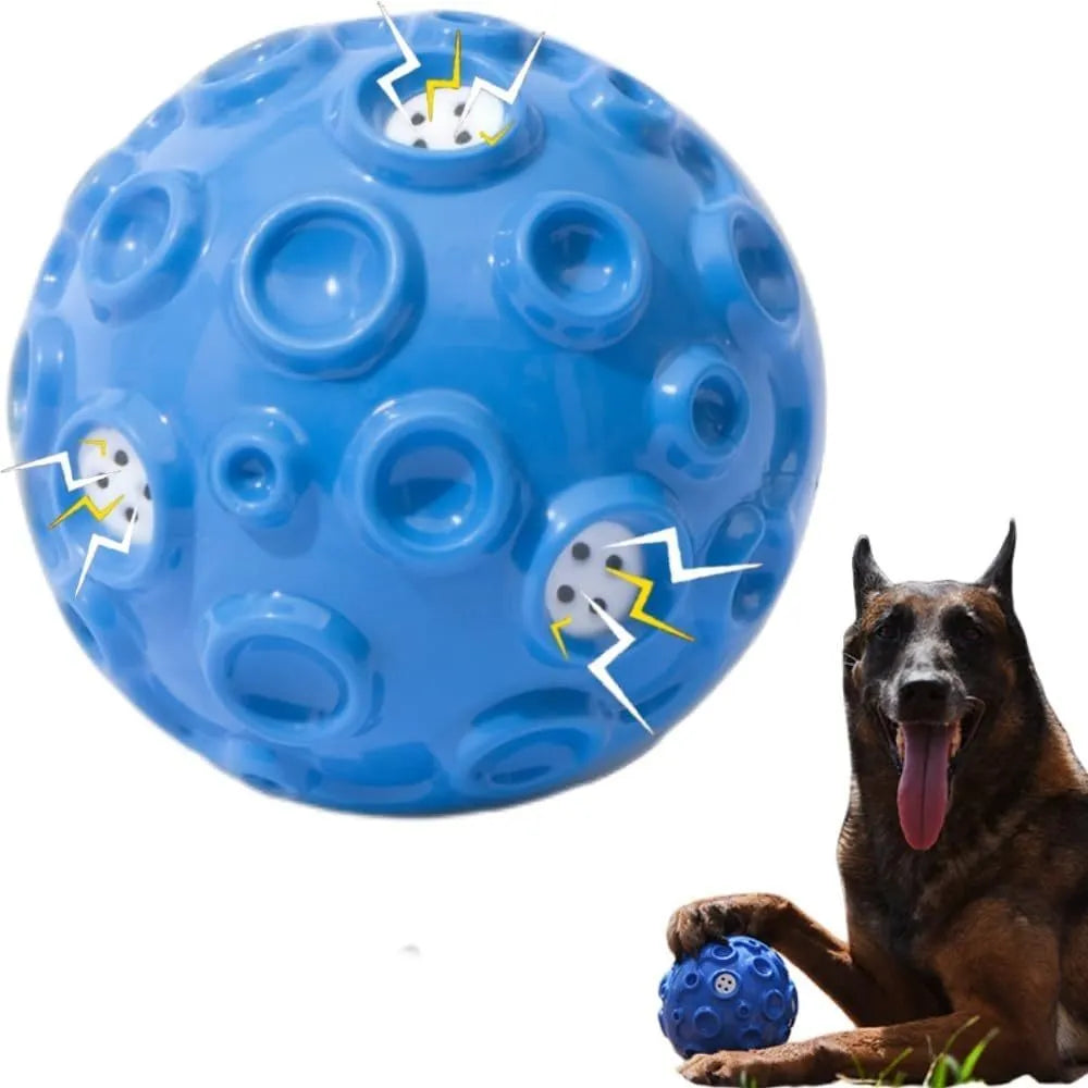 Colourful rubber dog toy ball with textured surface for aggressive chewers and anxiety relief