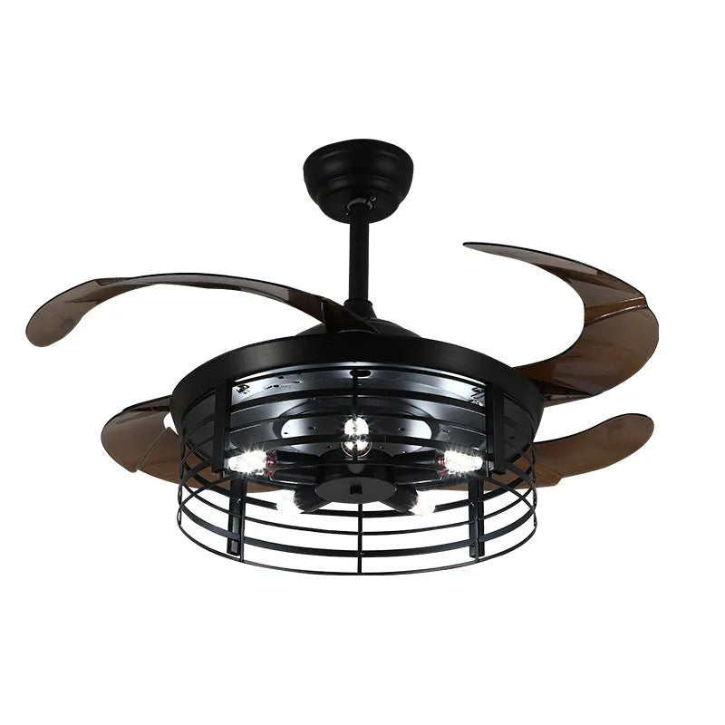 42-inch American retro ceiling fan lamp with remote control and invisible blade design