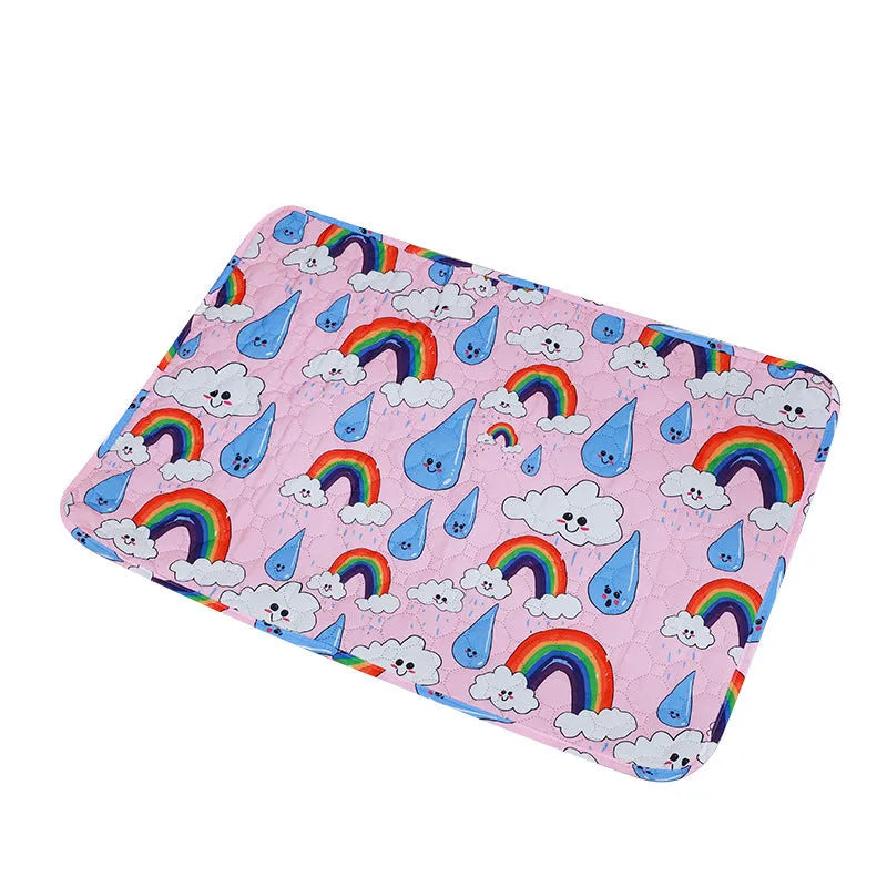 Reusable waterproof pet training pad with colourful animal print design
