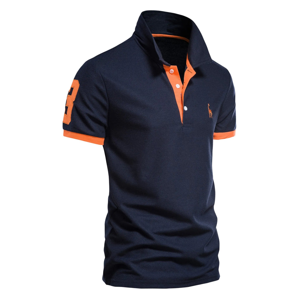 Men's slim fit embroidered short sleeve t-shirt in cotton blend fabric multiple colour options