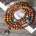 Stone bracelet with 108 geometric beads showing hand-polished finish
