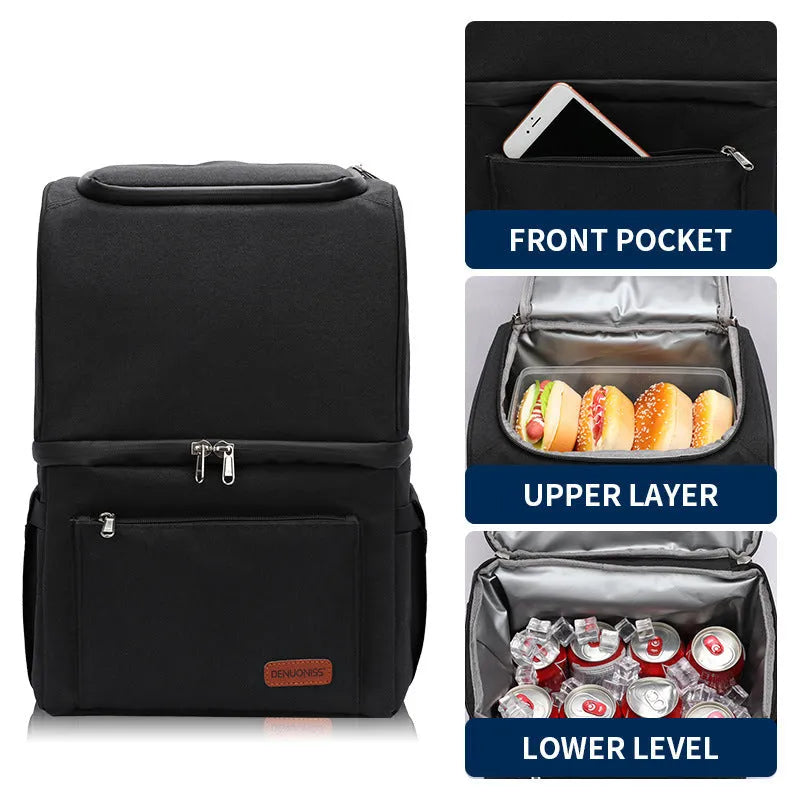 Double layer insulated waterproof picnic backpack in camouflage with ice pack